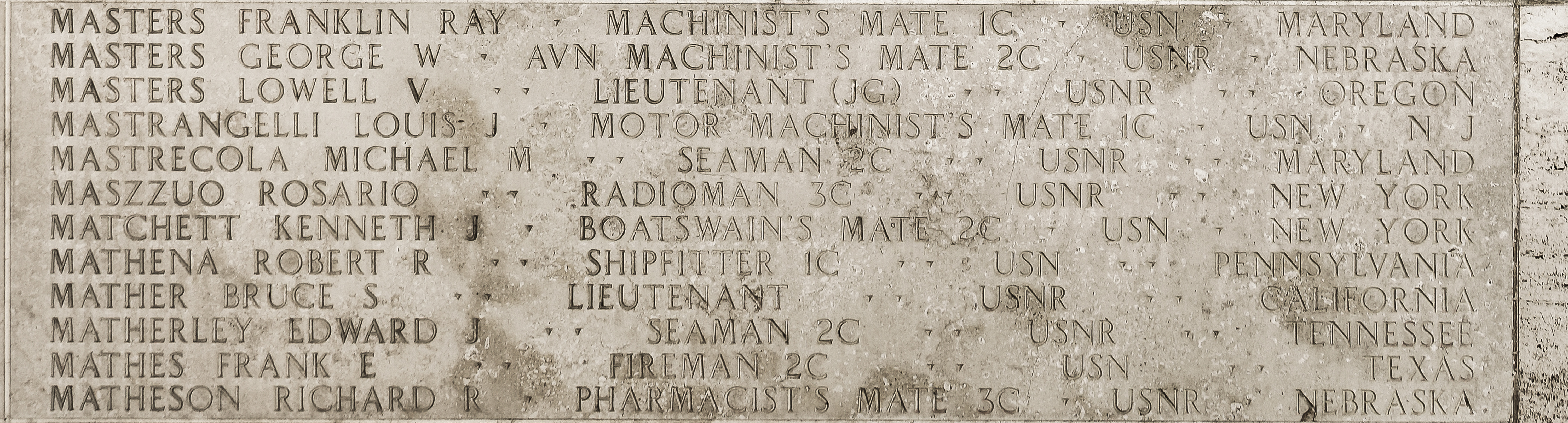 Richard R. Matheson, Pharmacist's Mate Third Class